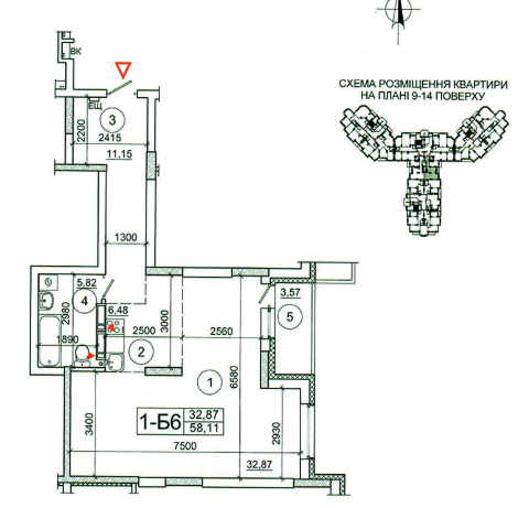 1-кімнатна 58.11 м² в ЖК Еврика від 20 000 грн/м², Київ