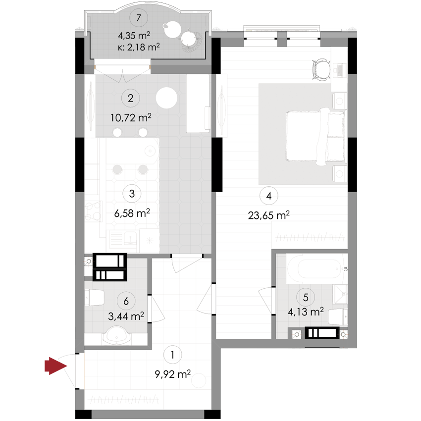 1-комнатная 60.62 м² в ЖК Подол Град Vintage от 50 400 грн/м², Киев
