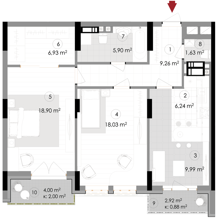 2-комнатная 79.76 м² в ЖК Подол Град Vintage от 37 800 грн/м², Киев
