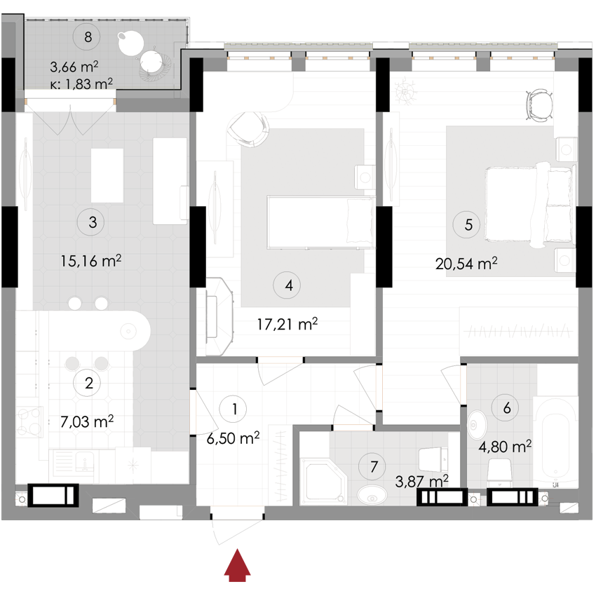 2-комнатная 77.25 м² в ЖК Подол Град Vintage от 37 800 грн/м², Киев