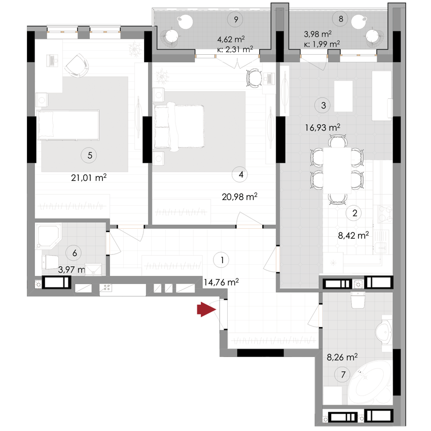 2-комнатная 98.63 м² в ЖК Подол Град Vintage от 37 800 грн/м², Киев