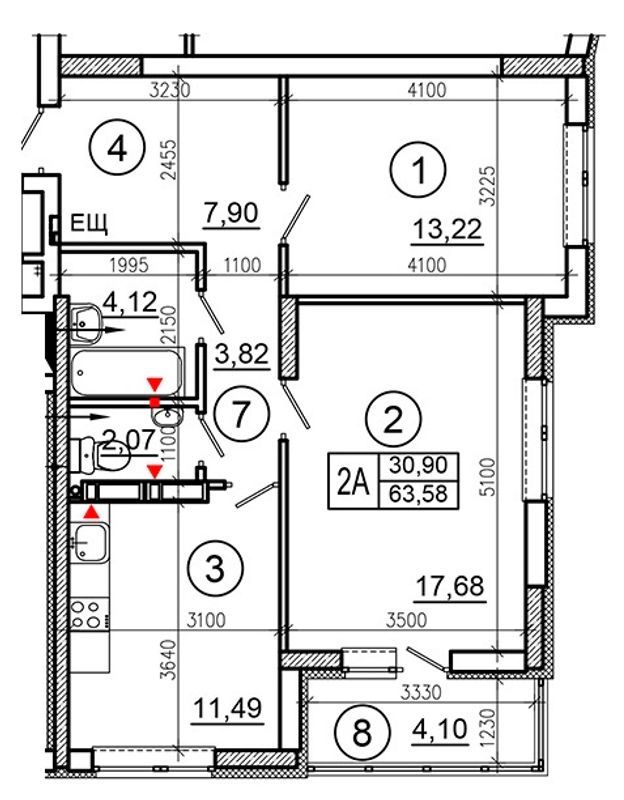2-комнатная 63.58 м² в ЖМ Патриотика на озерах от застройщика, Киев
