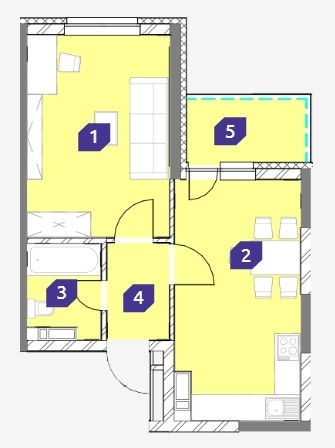 1-комнатная 43.61 м² в ЖК OK`LAND от 29 834 грн/м², Киев