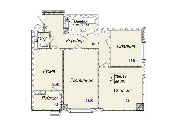 3-комнатная 100.43 м² в ЖК Новопечерские Липки от 34 390 грн/м², Киев