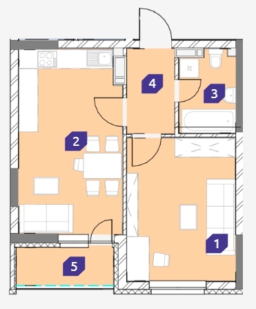 1-комнатная 46.3 м² в ЖК OK`LAND от 29 834 грн/м², Киев