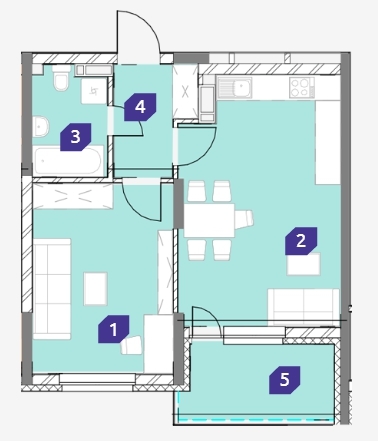 1-комнатная 51.95 м² в ЖК OK`LAND от 29 834 грн/м², Киев