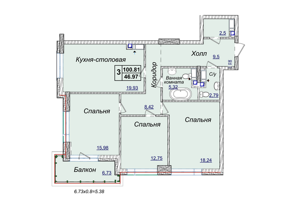3-комнатная 100.81 м² в ЖК Новопечерские Липки от 34 390 грн/м², Киев