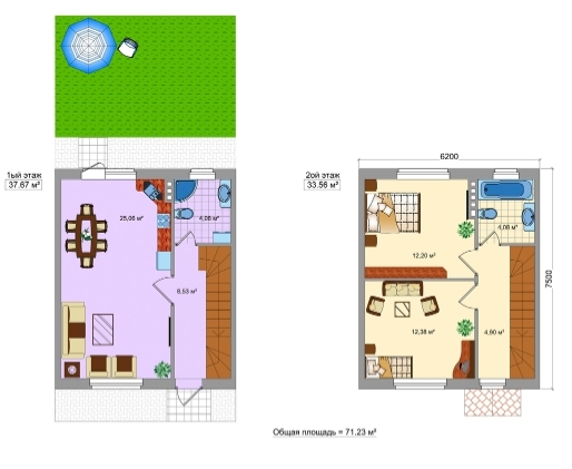 Таунхаус 71.23 м² в Таунхаус Дмитрівка від забудовника, с. Дмитрівка