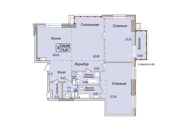 3-кімнатна 130.84 м² в ЖК Новопечерські Липки від 34 390 грн/м², Київ