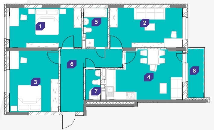 3-комнатная 96.96 м² в ЖК OK`LAND от 35 798 грн/м², Киев