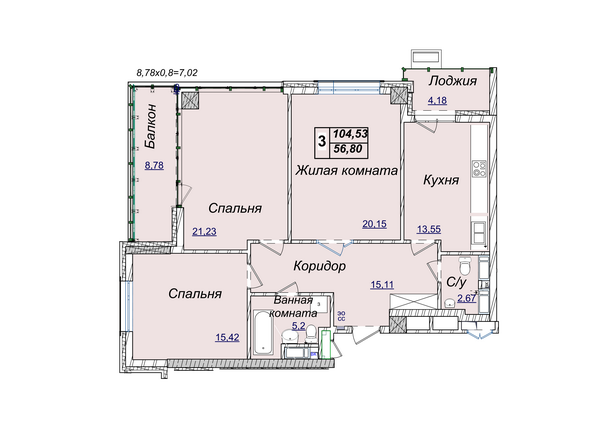 3-комнатная 104.53 м² в ЖК Новопечерские Липки от 34 390 грн/м², Киев