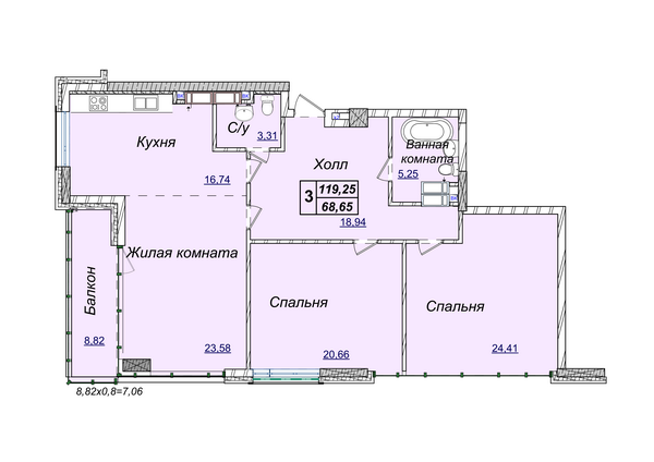 3-кімнатна 119.25 м² в ЖК Новопечерські Липки від 34 390 грн/м², Київ
