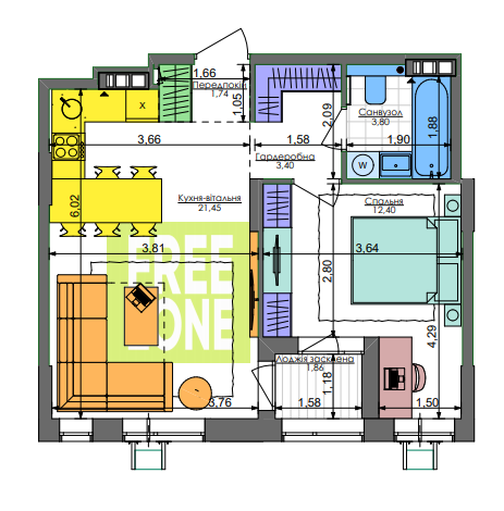 1-кімнатна 30.36 м² в ЖК Комфорт Таун від 36 400 грн/м², Київ