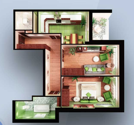 2-комнатная 73.4 м² в ЖК Central Park от 60 750 грн/м², Киев