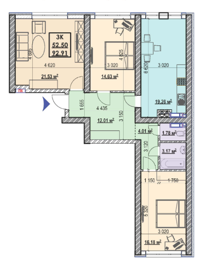 3-комнатная 92.91 м² в ЖК Ривьера от 28 000 грн/м², Киев