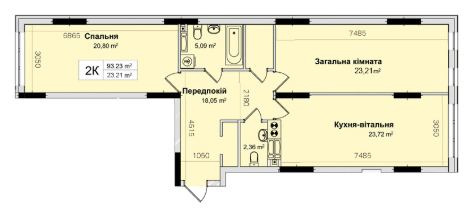 2-кімнатна 93.23 м² в ЖК Рів'єра від 23 000 грн/м², Київ