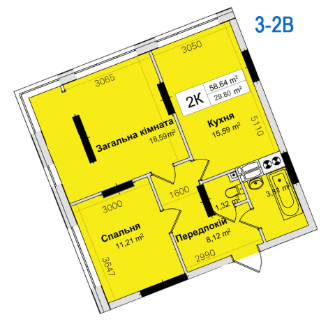 2-кімнатна 58.64 м² в ЖК Рів'єра від 23 000 грн/м², Київ