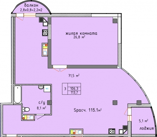 3-кімнатна 113.7 м² в ЖК Aqua Marine від 19 грн/м², Одеса