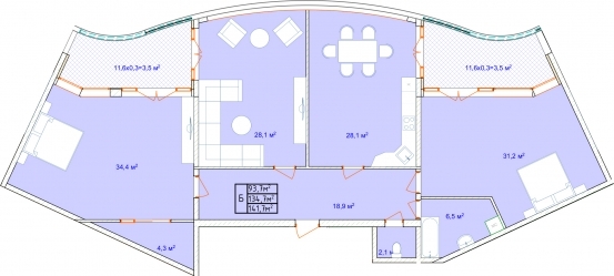 3-кімнатна 141.7 м² в ЖК Aqua Marine від 22 900 грн/м², Одеса