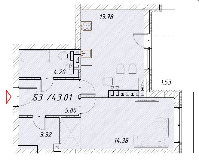 1-комнатная 43.01 м² в ЖК Цитадель от 15 550 грн/м², г. Белгород-Днестровский