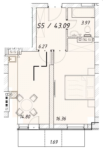 1-комнатная 43.09 м² в ЖК Цитадель от 15 550 грн/м², г. Белгород-Днестровский
