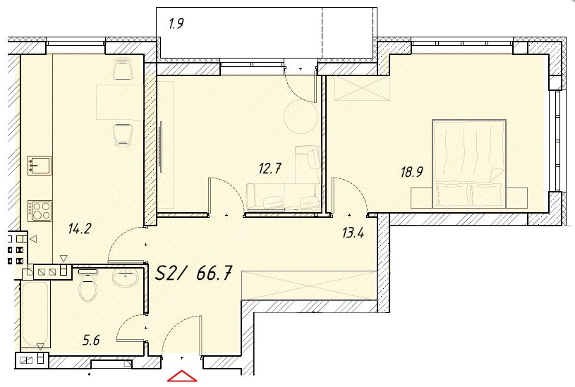 2-комнатная 66.7 м² в ЖК Цитадель от 15 250 грн/м², г. Белгород-Днестровский