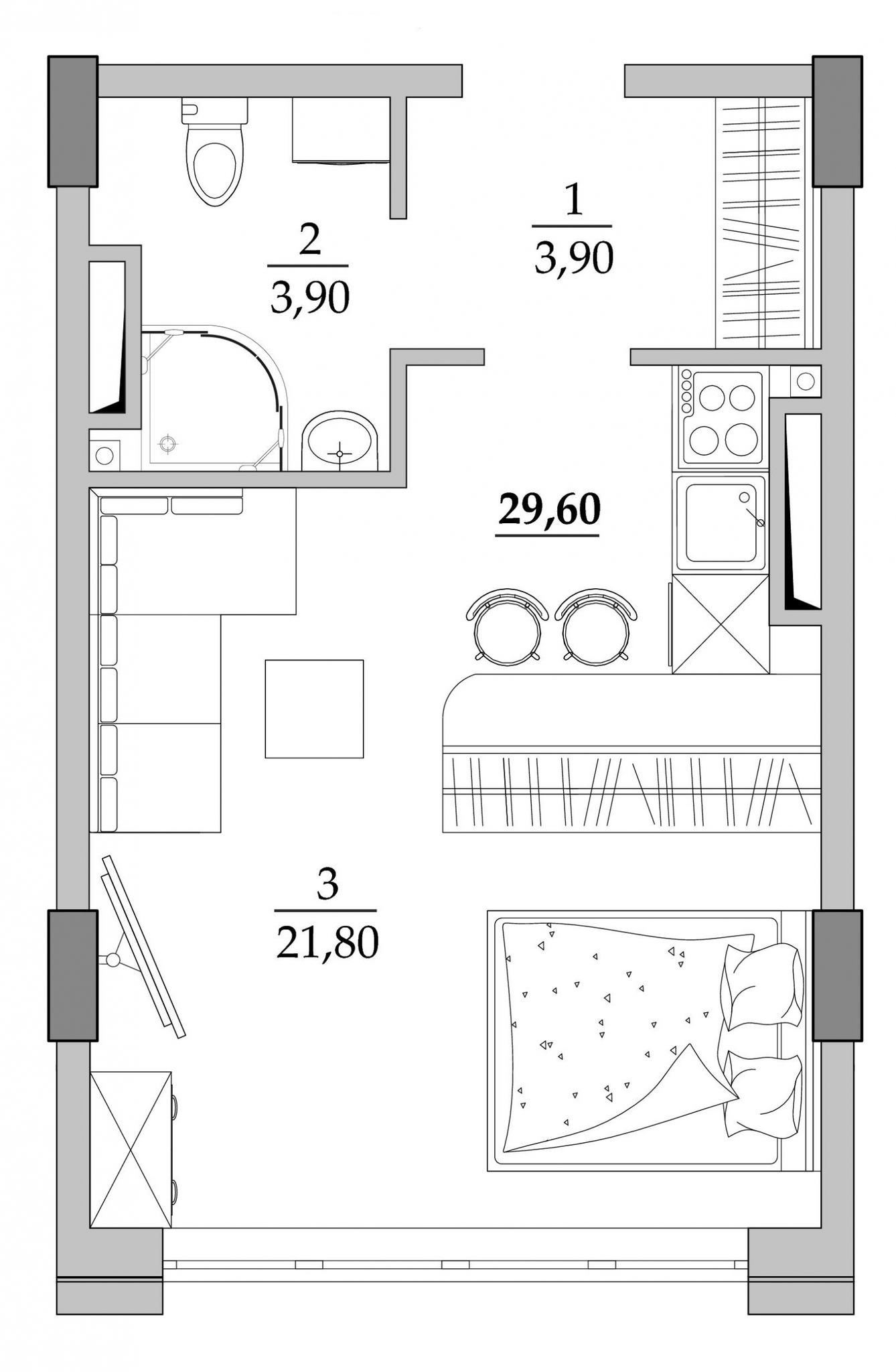 Смарт 29.6 м² в Мкрн Таїровські сади від 19 600 грн/м², с. Лиманка