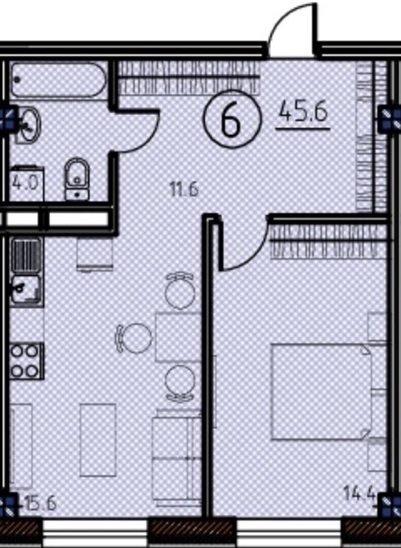 1-кімнатна 45.6 м² в КБ Простір на Кузнечній від 35 950 грн/м², Одеса