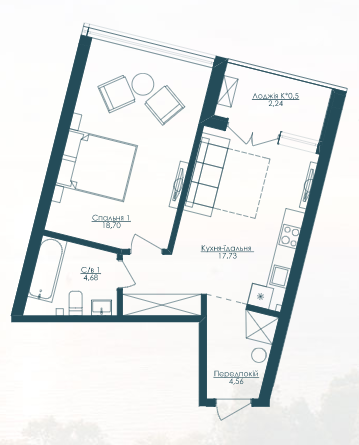 1-кімнатна 47.91 м² в ЖК KANDINSKY Odessa Residence від 51 421 грн/м², Одеса