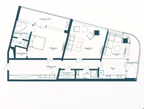 2-комнатная 102.2 м² в ЖК KANDINSKY Odessa Residence от 47 689 грн/м², Одесса
