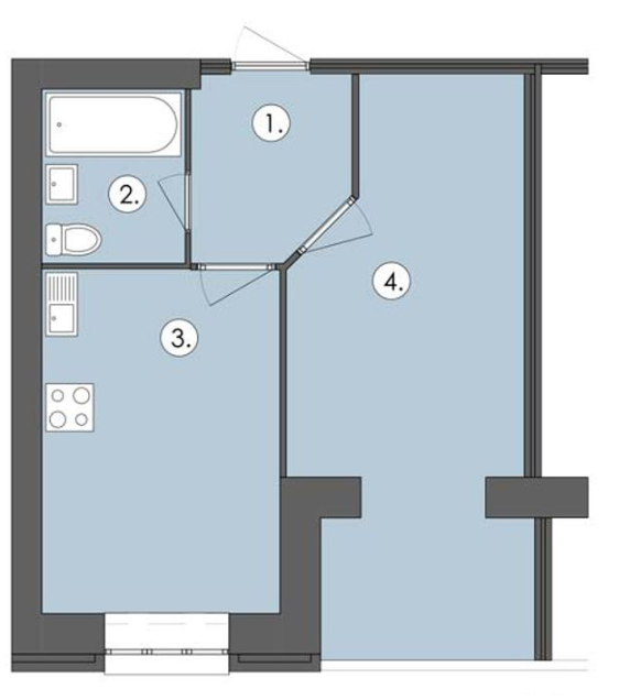 1-кімнатна 39.2 м² в ЖК Парус від 16 300 грн/м², м. Чорноморск