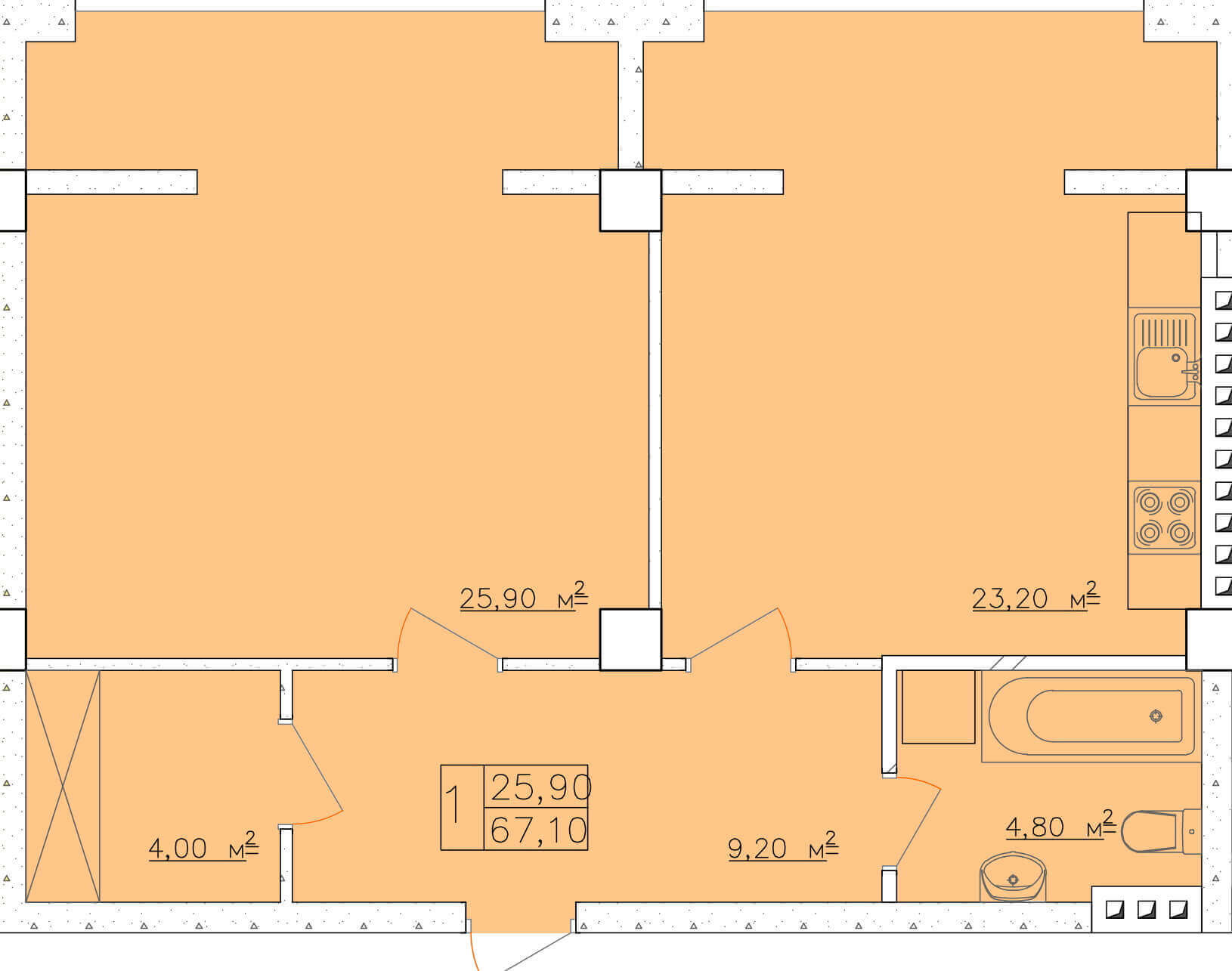 1-кімнатна 67.1 м² в ЖК Club Marine від 15 850 грн/м², Одеса