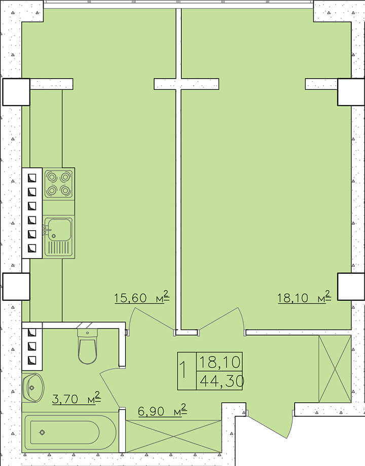 Офіс 44.3 м² в ЖК Club Marine від забудовника, Одеса