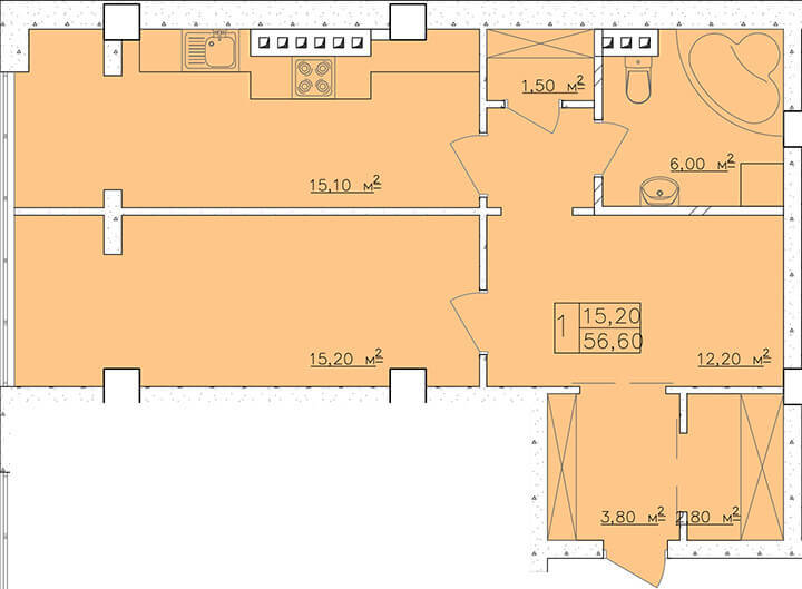 1-комнатная 56.6 м² в ЖК Club Marine от 18 300 грн/м², Одесса