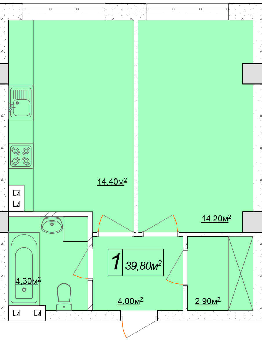 1-комнатная 39.8 м² в ЖК Club Marine от 31 800 грн/м², Одесса