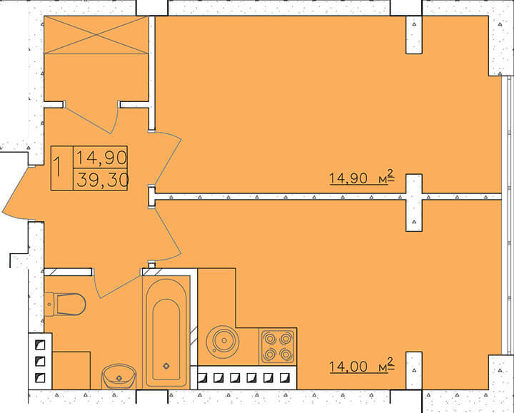 1-кімнатна 39.3 м² в ЖК Club Marine від 31 020 грн/м², Одеса