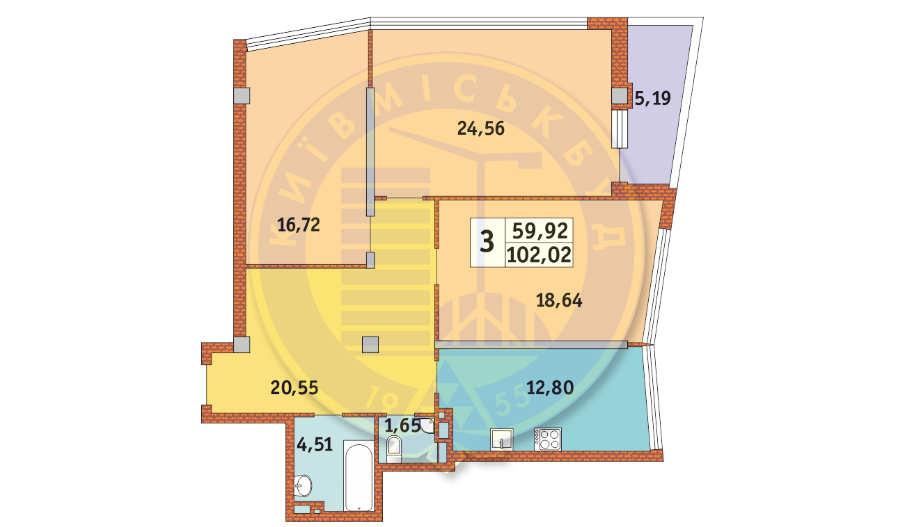 3-комнатная 102.02 м² в ЖК Costa fontana от 39 930 грн/м², Одесса
