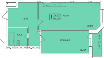 1-кімнатна 63.09 м² в ЖК English house від 21 400 грн/м², с. Крижанівка