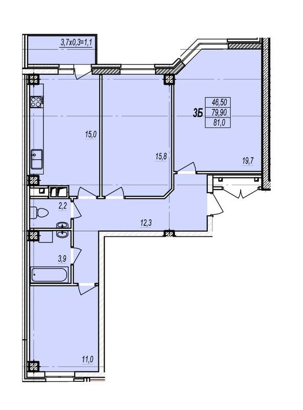 3-кімнатна 81 м² в ЖК Дмитрівський від забудовника, Одеса