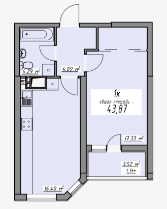 1-кімнатна 43.87 м² в ЖК Елегія Парк від 28 350 грн/м², Одеса