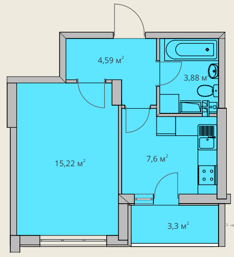 1-кімнатна 32.94 м² в ЖК Одеські традиції від забудовника, Одеса