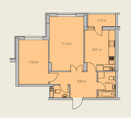 2-кімнатна 56.78 м² в ЖК Одеські традиції від 21 400 грн/м², Одеса