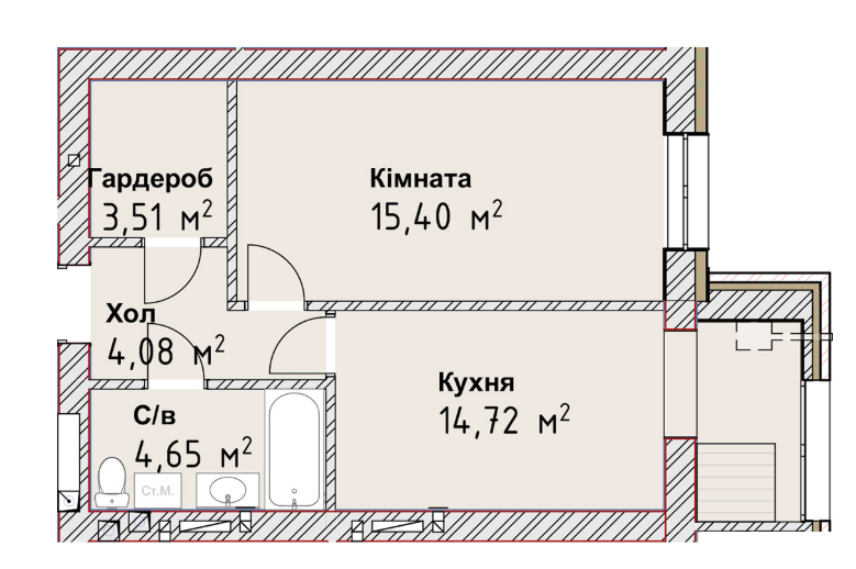 1-кімнатна 42.36 м² в ЖК Чайка Люкс від 17 500 грн/м², Одеса