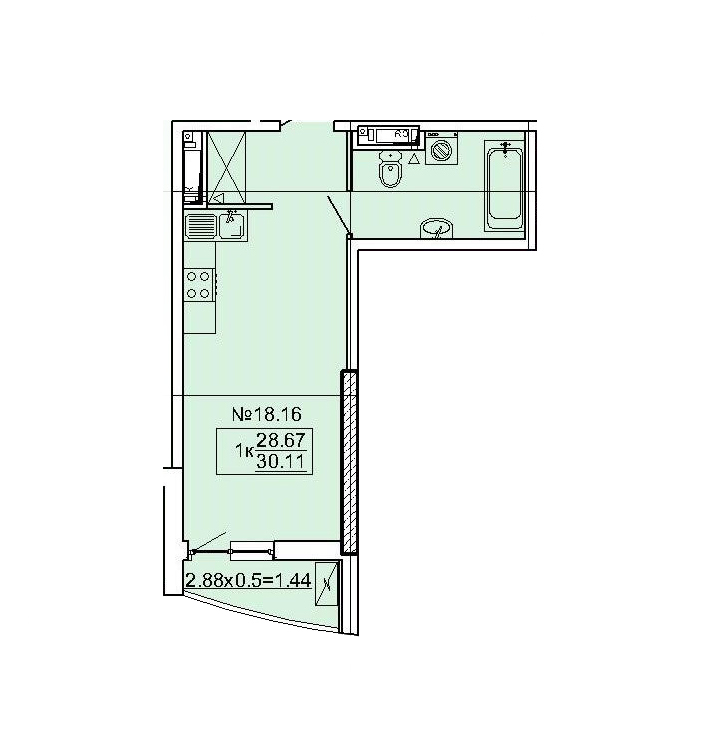1-кімнатна 30.11 м² в ЖК Корфу від 33 950 грн/м², Одеса