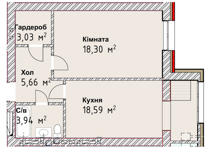1-кімнатна 49.52 м² в ЖК Чайка Люкс від 18 000 грн/м², Одеса