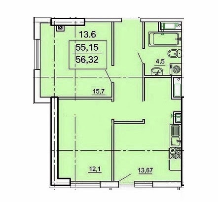 2-кімнатна 55.15 м² в ЖК Лімнос від 25 950 грн/м², Одеса