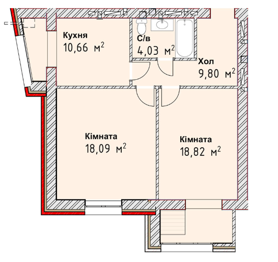 2-кімнатна 61.4 м² в ЖК Чайка Люкс від 19 600 грн/м², Одеса