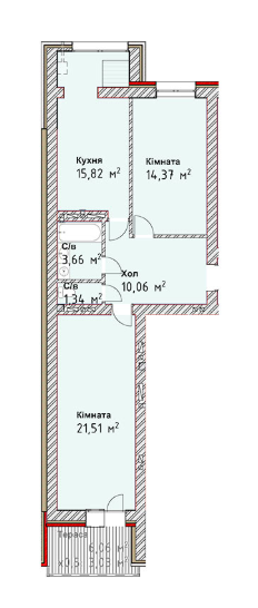 2-кімнатна 69.79 м² в ЖК Чайка Люкс від 17 200 грн/м², Одеса