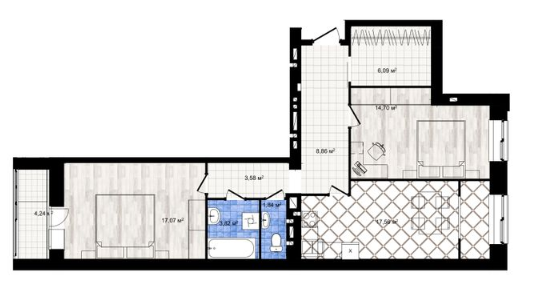 2-кімнатна 63.03 м² в ЖК Одеська Чайка (Сахарова) від 17 000 грн/м², с. Крижанівка