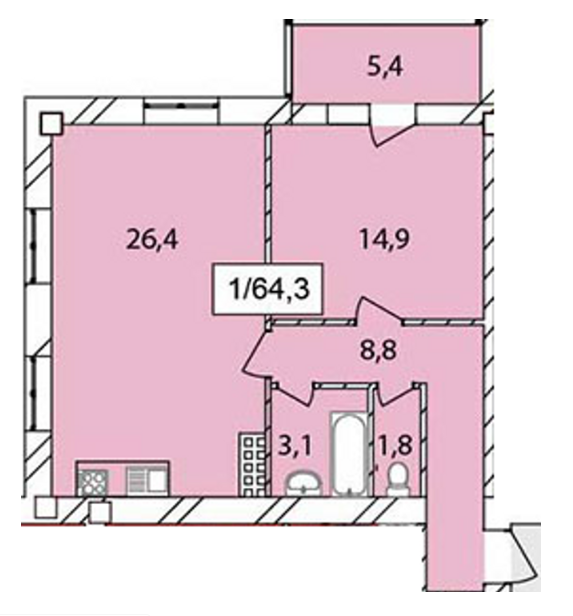 1-кімнатна 54.3 м² в ЖК Одеська Чайка (Плієва) від забудовника, Одеса
